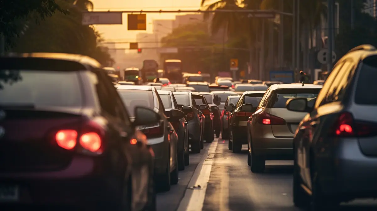 Trânsito parado em fila, ilustrando o tempo de espera de um recurso de multa em análise